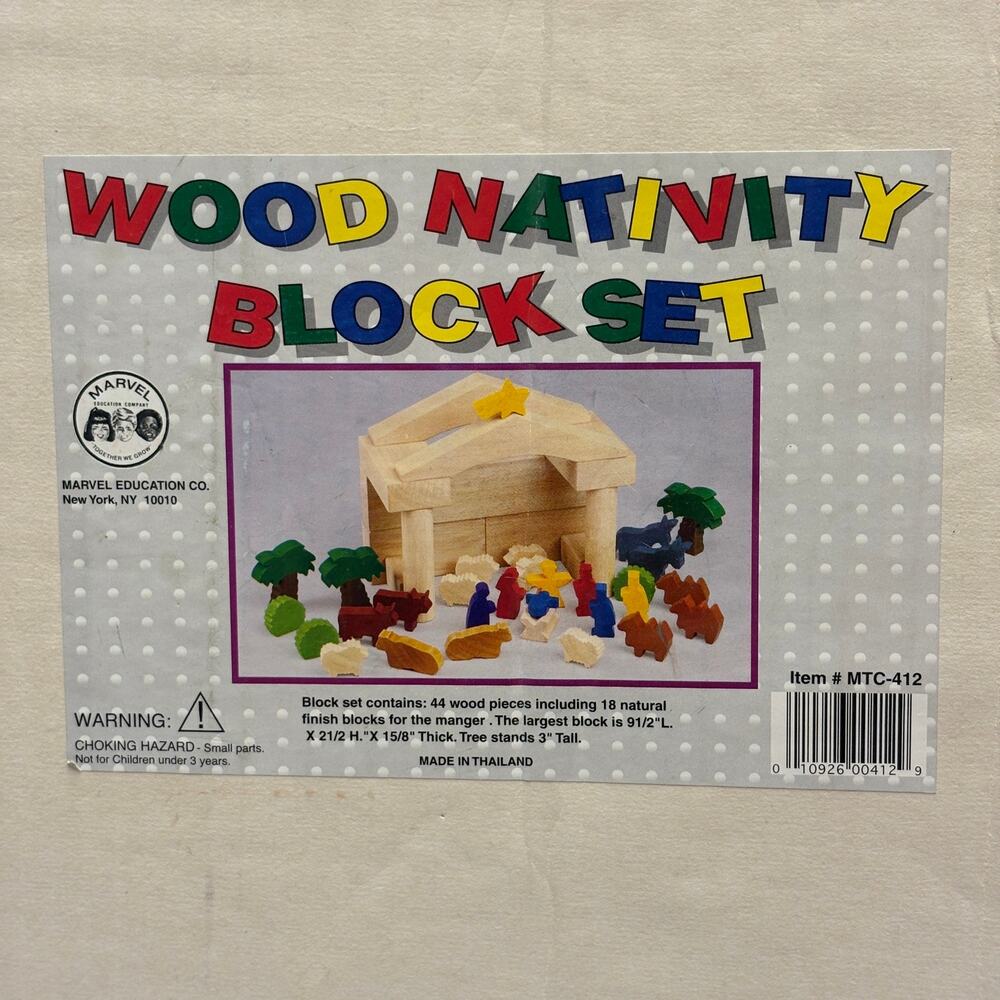 Vintage Marvel Education Wood Nativity Block Set Toy